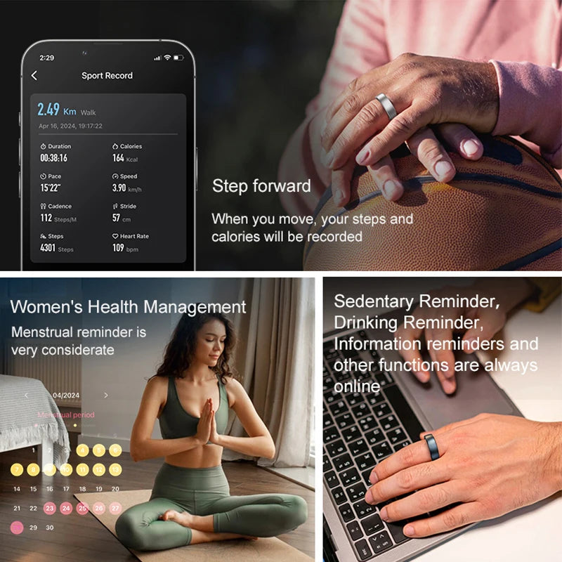 New R10 Waterproof Smart Ring Health Monitor Men & Women Health & Sleep Monitor Smart Rings Multi-Sport Modes Qring APP